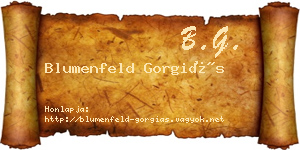 Blumenfeld Gorgiás névjegykártya